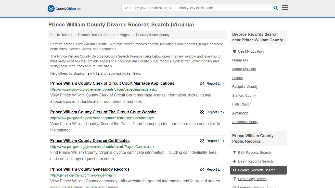 Divorce Records Search - Prince William County, VA (Divorce ...